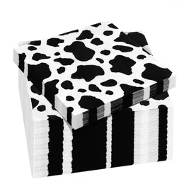 Sleva de mesa 100pcs/set de papel servilletas de papel con estampado de vacas cena desechable para fiesta de cumpleaños con temas de animales de granja baby shower occidental