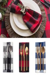 Table Notte 10pcs Black blanc Plaid Cotton Linen Placemat Christmas Wedding Craft Dining Notrecloth Simple Style MAT9073563