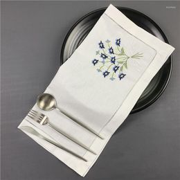 Tafel servet 12 pc's fashion diners servetten wit hemstok linnen met kleur geborduurde bloemen bruiloft