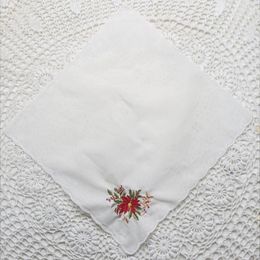 Tafel servet 12 pc's zakdoeken witte katoenen doek stof bruiloft hankies geschulpte randen hanky geborduurde bloemen 12 "x12"