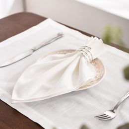 Serviette de table 12 pièces blanc fête mariage tissu Restaurant ménage coton lin tapis de table 230511