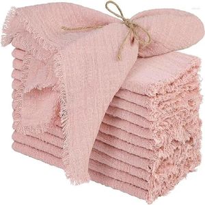 Tableau de table 12pcs 40x40cm Gauze rose serviettes de coton doux en tissu de coton serpentette.