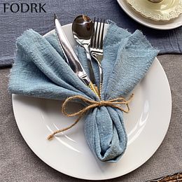 Tafel servet 12 stks doek bruiloft voor borden mat instelling portie keuken handdoeken katoenlijn feest decoratie decoupage blauw 230511