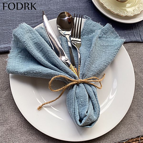 Servilleta de mesa 12 piezas de tela de boda para platos Mat ajuste servir toallas de cocina línea de algodón decoración de fiesta Decoupage azul 230511