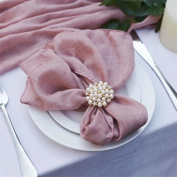Serviette de table 12 pièces serviettes en tissu de coton polyester 46 cm x 46 cm gaze bohème salle à manger essuie-mains pour fête de mariage noël