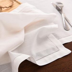 Serviette de table 12 pièces serviettes ajourées blanches pour fête mariage maison Cocktail tissu lin coton dîner