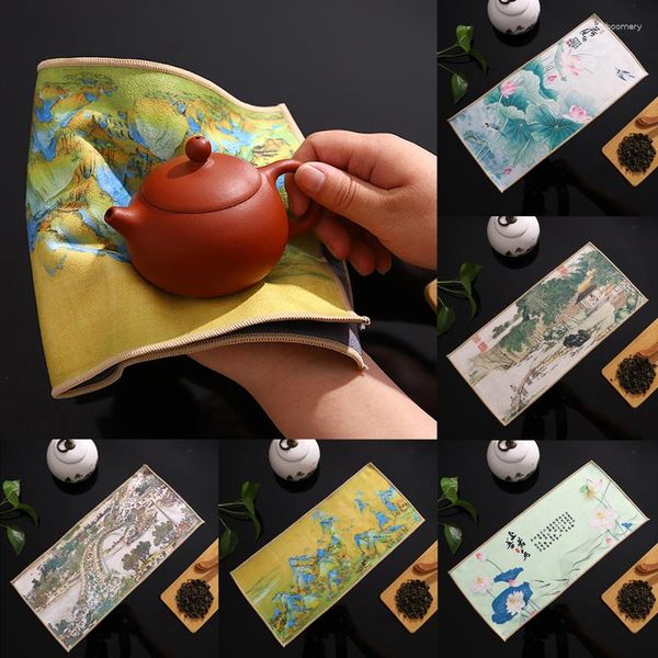 Serviette de table 1Pc peinture chinoise torchons peints de haute qualité épaissi absorbant l'eau pots de nettoyage nappes spéciales tapis sans peluches