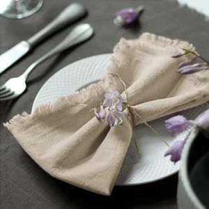 Serviette de Table 1 pièce, tissu de fromage à la crème, tissu de gaze de coton, serviettes en papier décorées, style bohème pour décoration chic de dîner de fête de mariage