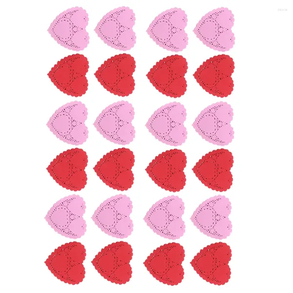 Servilleta de mesa, 200 hojas, almohadilla de papel para alimentos, tapetes de encaje con temática de San Valentín, mantel redondo, vajilla, tapete para pastel, mantel individual para decorar Mini corazón