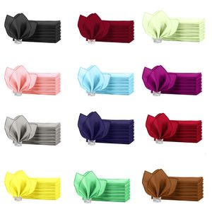 Table Napkin 20PCS 51x51cm Soft Hemstitched Square Satin for Banquet Party Wedding Home Cloth Cocktail Kitchen Dinner s 230511
