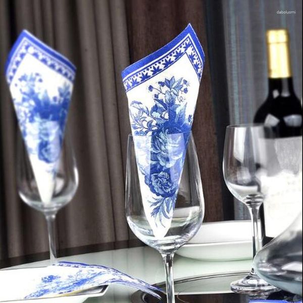 Serviette de table 20 pièces Gardenia couleur bleu imprimé tasse fleur papier El napperon fête de mariage décor bouche tissu BBB1013
