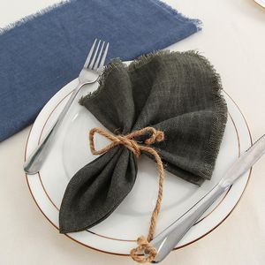 Tafel servet 2 st 25x45cm linnen servetten met delicate handgemaakte Franse French vlasdoek voor diner partie bruiloft decor 18x18 inch
