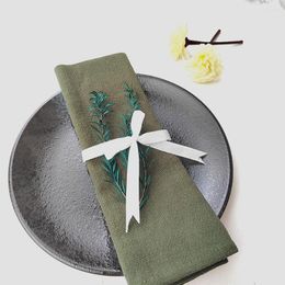 Serviette de Table 2 pièces 30x45cm, serviettes en tissu Ramie, tissu Durable, couleur uniforme réutilisable pour la cuisine, salle à manger, décoration de mariage de pâques
