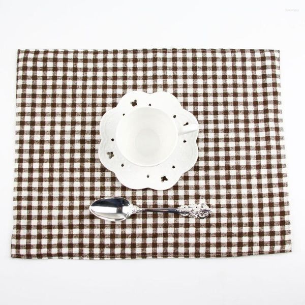 Serviette de table 30x40cm napperons à carreaux mode coton lin napperon isolation thermique tapis à manger serviettes en tissu