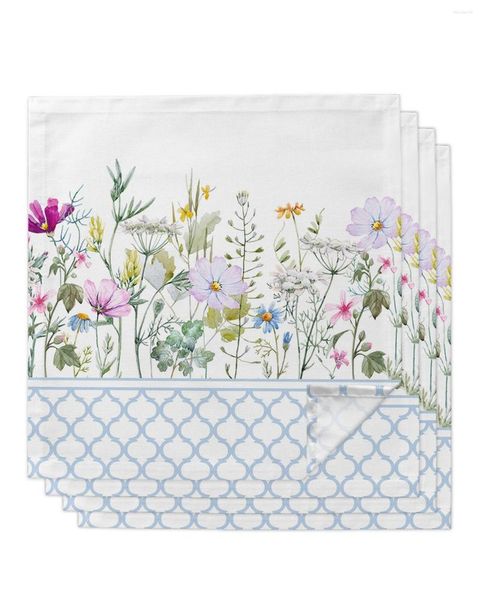 Serviette de table 4/6/8 pièces bleu maroc printemps fleur fleurs sauvages serviettes blanches ensemble de tissu décoration de fête de mariage dîner décor à la maison