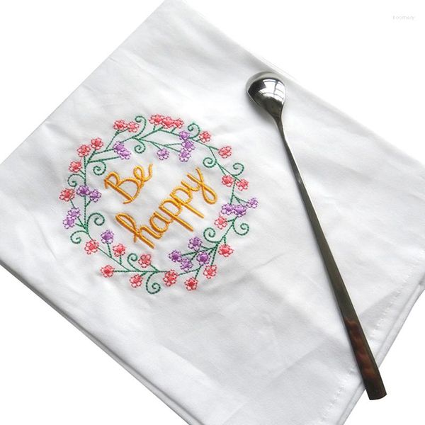 Serviette de Table 45 70 lettres brodées, Serviette de mariage, Super absorbante, en coton uni, torchon en verre concis, tissu de maison haut de gamme