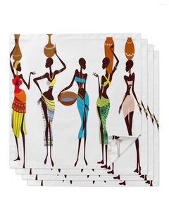 Serviette de table 4 pièces africaine femme jupe mode carré 50cm fête mariage décoration tissu cuisine dîner service serviettes