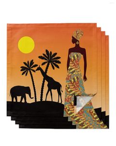 Servilleta de mesa 4 Uds. Africano mujer elefante jirafa cuadrado 50cm fiesta boda decoración tela cocina cena servilletas para servir