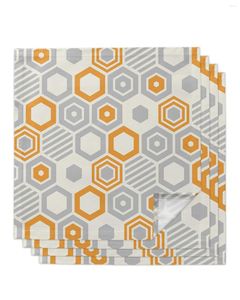 Servet 4 stks Art Hexagon Geometry Oranje Grijs Vierkant 50 cm Bruiloft Decoratie Doek Keuken Diner Serving Servetten