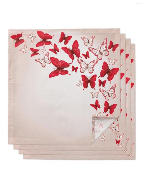Serviette de table 4 pièces papillon rouge volant serviettes carrées 50cm fête mariage décoration tissu cuisine dîner service