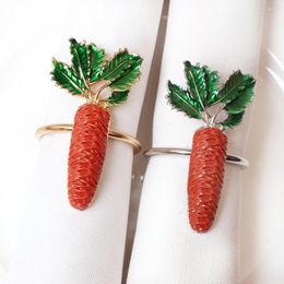 Servilleta de mesa 4 Uds patrón de zanahoria anillo de Pascua impresionante Metal lindo verduras servilleta hebillas Decoración