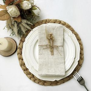 Noisette de table 4pcs Napkins en lin en coton pour le dîner de mariage Couleur solide Flax Mélange de maison de maison classique.