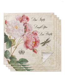 Tafel servet 4 stks libel roze bloem retro vierkant 50 cm feest bruiloft decoratie doek keuken diner serveer servetten