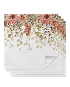 Servilleta de mesa 4 Uds Eucalipto idílico caducifolio Dalia Rosa cuadrado 50cm tela de decoración de boda servilletas de cocina para servir