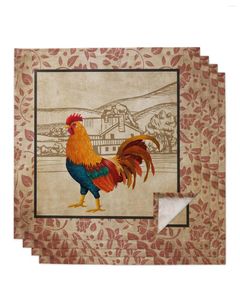 Servet 4 stks Boerderij Haan Patroon Retro Vierkante 50 cm Party Bruiloft Decoratie Doek Keuken Diner Serving Servetten