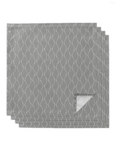 Serviette De Table 4 pcs Gris Longue Vague Motif Carré Serviettes 50 cm Fête De Mariage Décoration Tissu Cuisine Dîner Servir