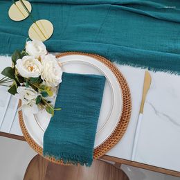 Noisette de table 4pcs / lot Pine Green Christmas Napkins Rustic Wedding Decor Cotton Gauze Tobined