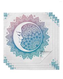 Tafel servet 4 stks mandala vorm maan paisley blauw vierkant 50 cm bruiloft decoratie doek keuken diner serveer servetten