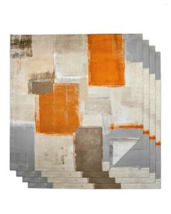 Serviette de table 4 pièces peinture à l'huile abstraite géométrique Orange carré 50cm décoration de mariage tissu cuisine service serviettes