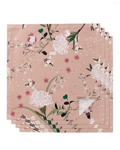Tafel servet 4 stks roze bloem vogel lente vierkant 50 cm feest bruiloft decoratie doek keuken diner serveer servetten