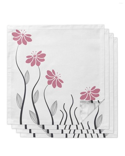 Serviette de table 4 pièces rose fleur ligne plante serviettes carrées 50cm fête mariage décoration tissu cuisine dîner service