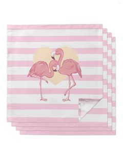 Tafel servet 4 stks roze gestreepte flamingo vierkante servetten 50 cm feest bruiloft decoratie doek keuken diner portie
