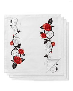 Serviette De Table 4 pcs Rouge Rose Noir Vigne Spirale Feuilles Carré 50 cm Décoration De Mariage Tissu Cuisine Dîner Servir Des Serviettes