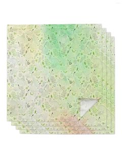 Serviette de table 4 pièces fleurs de printemps feuilles d'eucalyptus plante carré 50cm décoration de mariage tissu cuisine service serviettes