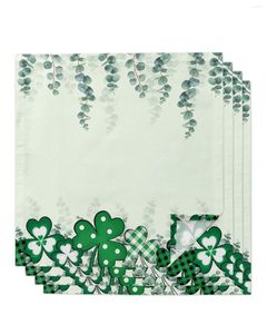 Servet 4 stuks St. Patrick'S Day Clover Eucalyptus Vierkant 50cm Bruiloft Decoratie Doek Keuken Diner Serveren Servetten