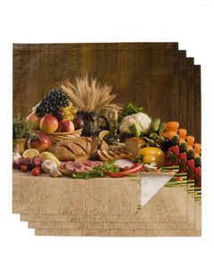 Tafel servet 4 stks vintage rustiek fruit voedsel vierkant 50 cm feest bruiloft decoratie doek keuken diner serveer servetten
