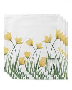 Serviette de table 4 pièces jaune tulipe fleur Simple carré 50cm fête mariage décoration tissu cuisine dîner service serviettes