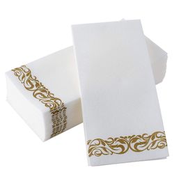 Tafel servet 50 stks papier wegwerp s 30*40 cm zacht gouden print decoratief voor dinerjubileum huwelijkshuis el decor 230511
