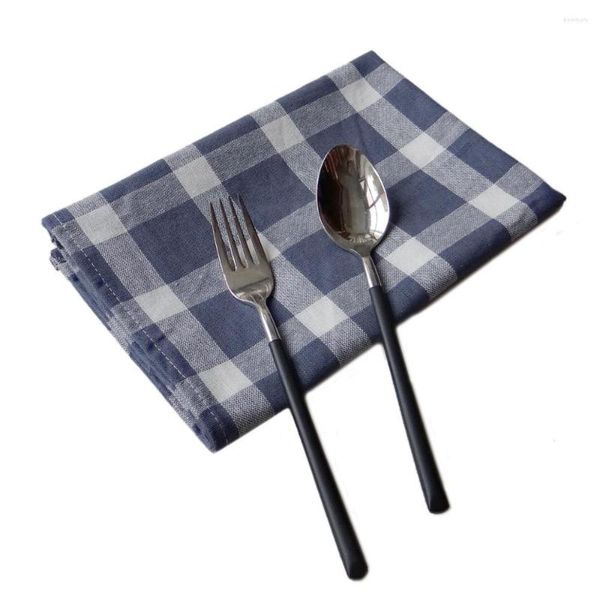 Serviette de table 5 pièces/lot Style nordique coton rayé grille serviettes cuisine torchon doux absorbant vaisselle serviettes de nettoyage décor à la maison