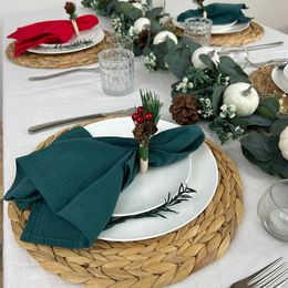 Tafel Napkin 6pc 30x45cm Kerst Katoenen Doekje Din Keuken Serviet de Table voor Wedding Party Green Home El Banquet Decor 230511