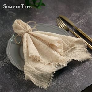 Rustic Cotton Gauze Table Napkins - Set of 6 Retro Burr Placemats for Dining, Parties, and Wedding Decorations