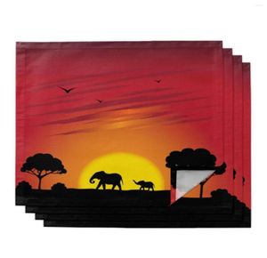 Table serviette africain Grasslands coucher de soleil Elephant Square Square pour la fête de mariage DÉCORNE DU TEAUILLE SOft Kitchen 6068964