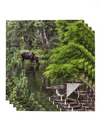 Tafel servet dier eland bos rivier drinkwater 4/6/8 stcs keuken 50x50 cm servetten serveergerechten thuis textielproducten