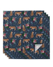 Serviette de table Animal tigre fleurs plantes 4/6/8 pièces tissu décor dîner serviette pour cuisine assiettes tapis décoration de fête de mariage