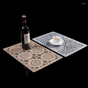 Serviette de Table en PVC, coussin isolant Transparent en forme de fleur, ensemble de 2 pièces, tapis de cuisine, tapis d'assiette à Steak décoratif