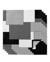 Serviette de table noir gris Patchwork Art abstrait 4/6/8 pièces tissu décor dîner serviette pour cuisine assiettes tapis décoration de fête de mariage